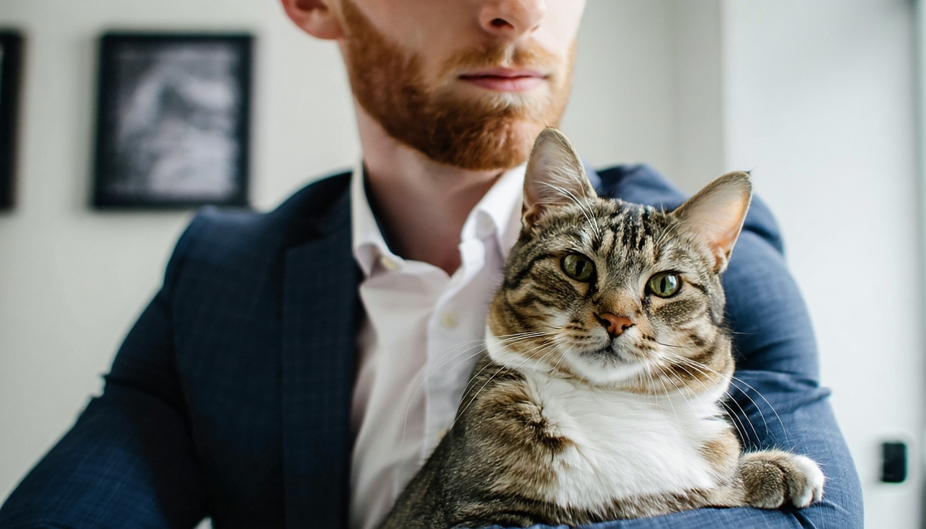 Business man with cat